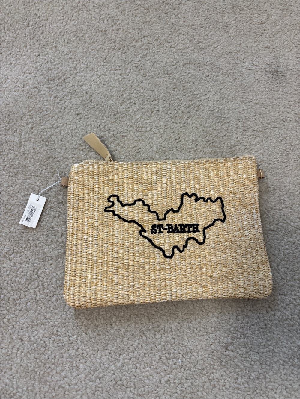 St. Barth Woven Straw Zip Pouch - Natural